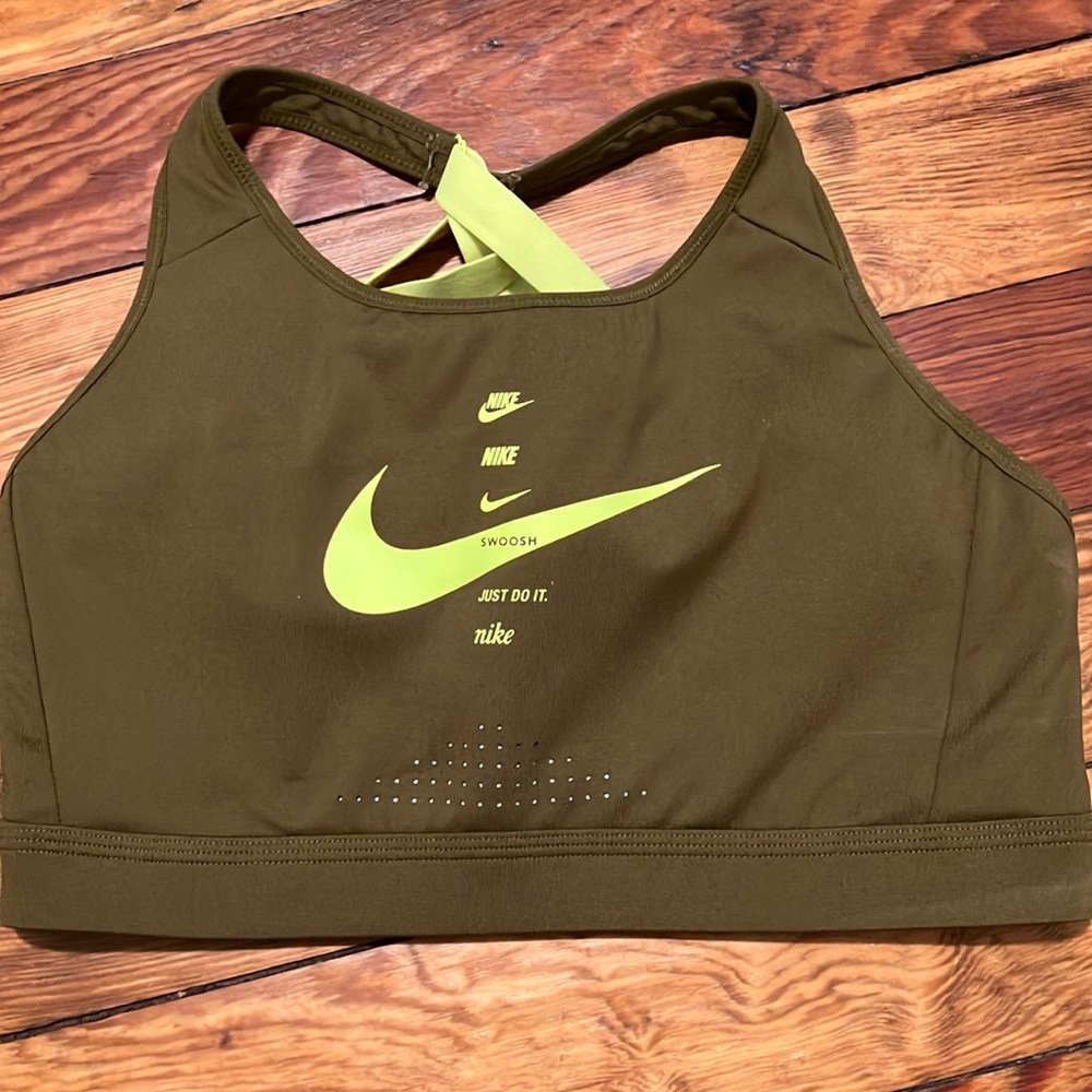 Nike olive green and Neon yellow/green Women's Sports Bra SZ large